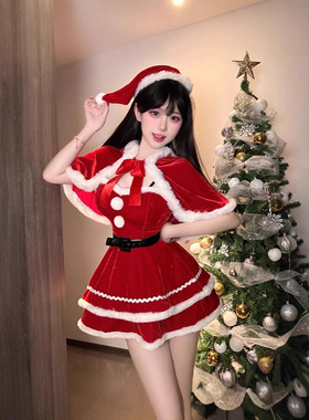 雪国圣女纯欲风圣诞连衣裙秋冬氛围感圣诞节洛丽塔风格网红主播