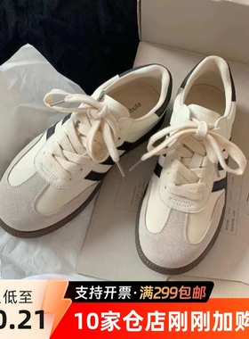 大码休闲磨砂板鞋春秋女新款运动百搭复古单鞋学生板鞋德训鞋女鞋