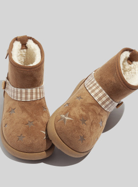 时尚雪地靴加绒女鞋2025冬季新款靴子百搭休闲加厚保暖厚底棉鞋