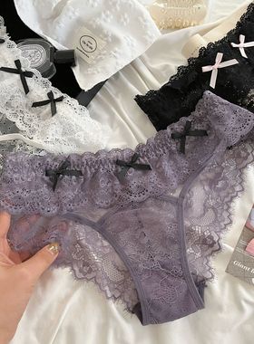 禁欲魔法~新款法式纯欲蕾丝内裤性感诱惑低腰薄款透气女士三角裤