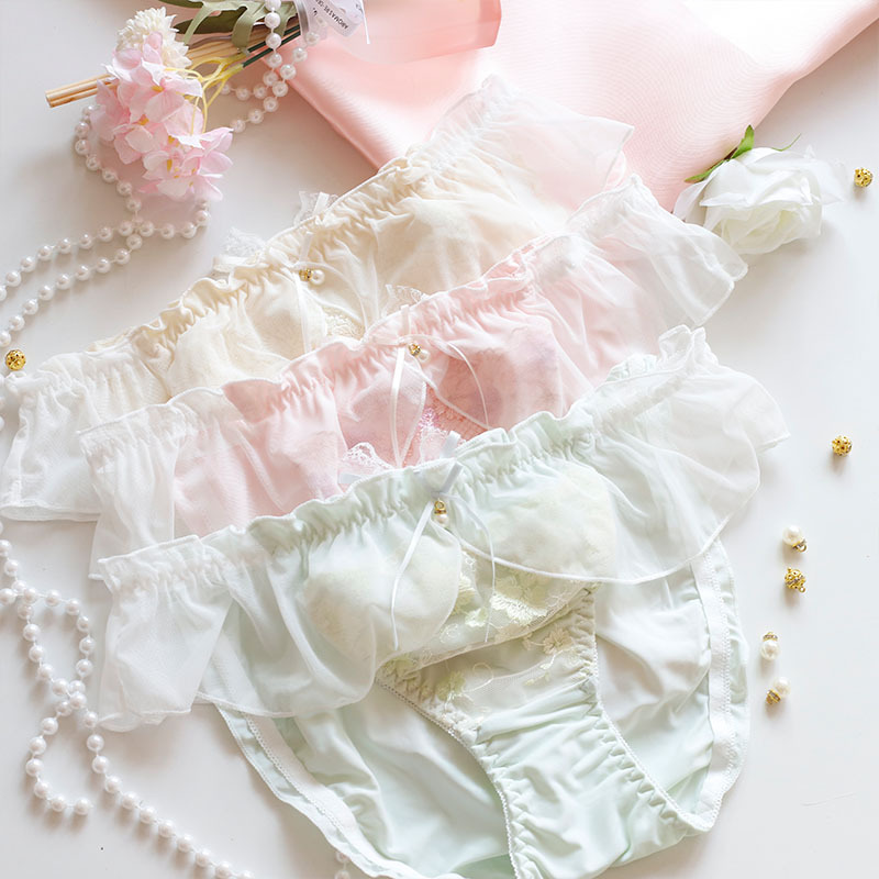 夏季新款刺绣内裤女日系性感可爱飞边透气冰凉大连厂家批发三角裤