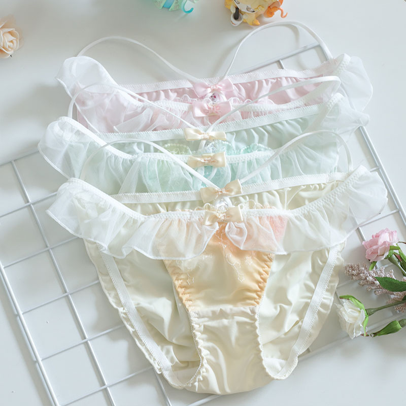 新品女士内裤甜美刺绣少女内裤冰丝舒适低腰少女大学生三角裤