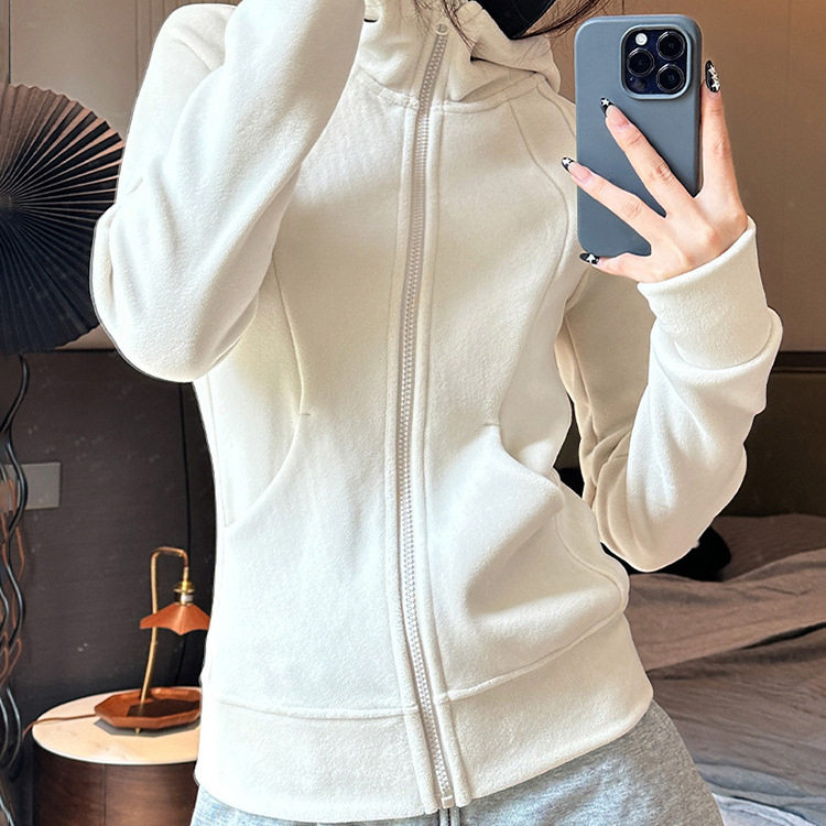 摇粒绒外套女2025秋冬季新款连帽卫衣加绒修身抓绒衣冲锋衣内胆