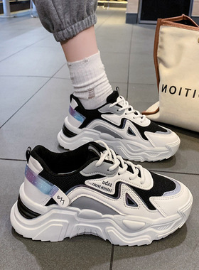 2025年春秋季跑步透气薄款运动鞋女百搭休闲鞋厚底增高老爹鞋潮鞋