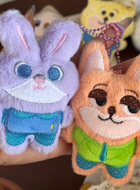 疯狂动物城朱迪尼克毛绒玩具可爱兔子狐狸娃娃公仔吱吱叫玩偶挂件