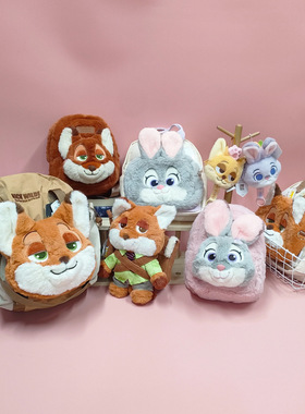 迪士尼正版疯狂动物城毛绒书包尼克背包兔子朱迪双肩包儿童玩具