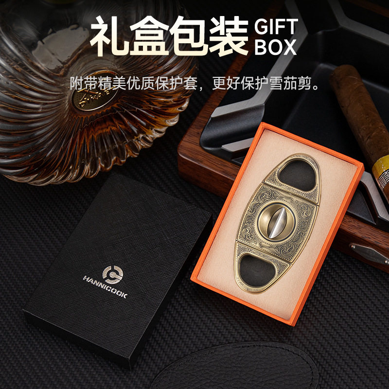 茄龙雪茄剪刀不锈钢雪茄剪V型雪图片