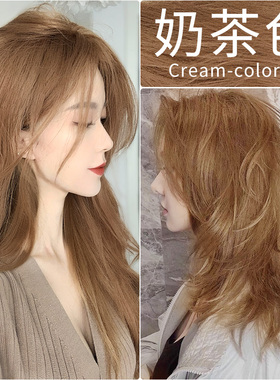 奶茶色染发剂膏女2025新款流行黄色显白纯泡泡沫植物自己在家染头