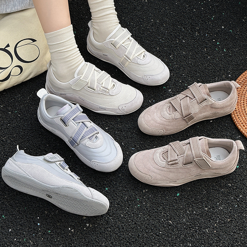 欧货德训鞋女鞋2025新款法式魔术贴芭蕾百搭休闲单鞋运动鞋女款