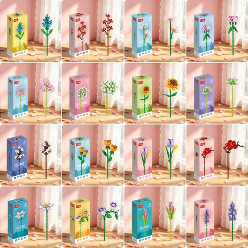 积木花拼装玩具拼插仿真永生花朵