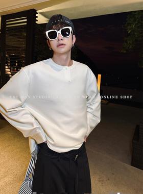 ESC MAN STUDIO/自制 春季新款 休闲纯色Cleanfit亨利领长袖T恤