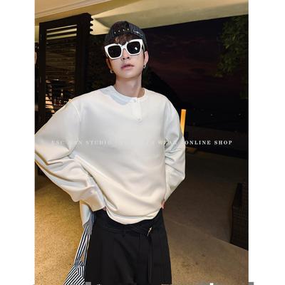 ESC MAN STUDIO/自制 春季新款 休闲纯色Cleanfit亨利领长袖T恤