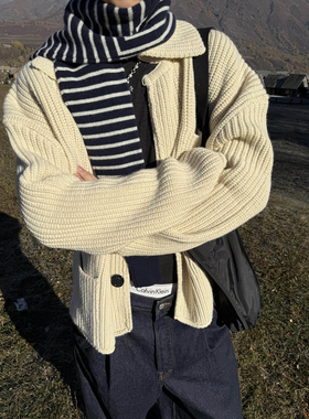 ESC MAN STUDIO/ cleanfit 不容错过的一款极简粗针翻领针织开衫