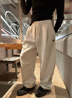 ESC MAN STUDIO/细节爱心刺绣微弯刀休闲长裤加绒加厚磨毛卫裤