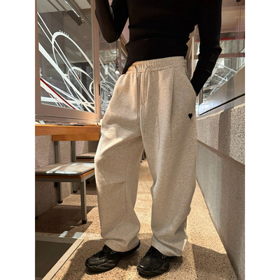 ESC MAN STUDIO/细节爱心刺绣微弯刀休闲长裤加绒加厚磨毛卫裤