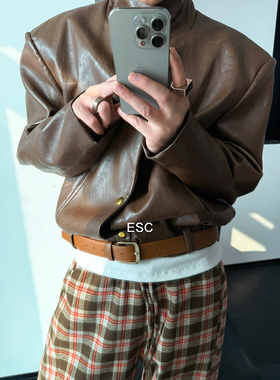 ESC MAN STUDIO/自制 秋冬新款cleanfit干净利落皮衣外套上衣夹克