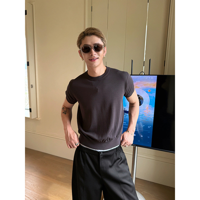 ESC MAN STUDIO/自制 气质CHIC纯色休闲圆领短袖T恤上衣短tee