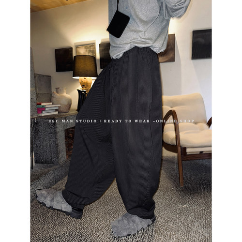 ESC MAN STUDIO/随意搭配都好看的慵懒风条纹空气裤宽松休闲长裤