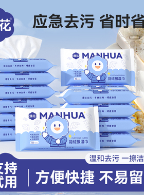 漫花小包羽绒服清洁湿巾便携免洗去污衣物清洁家用干洗污渍专用CS