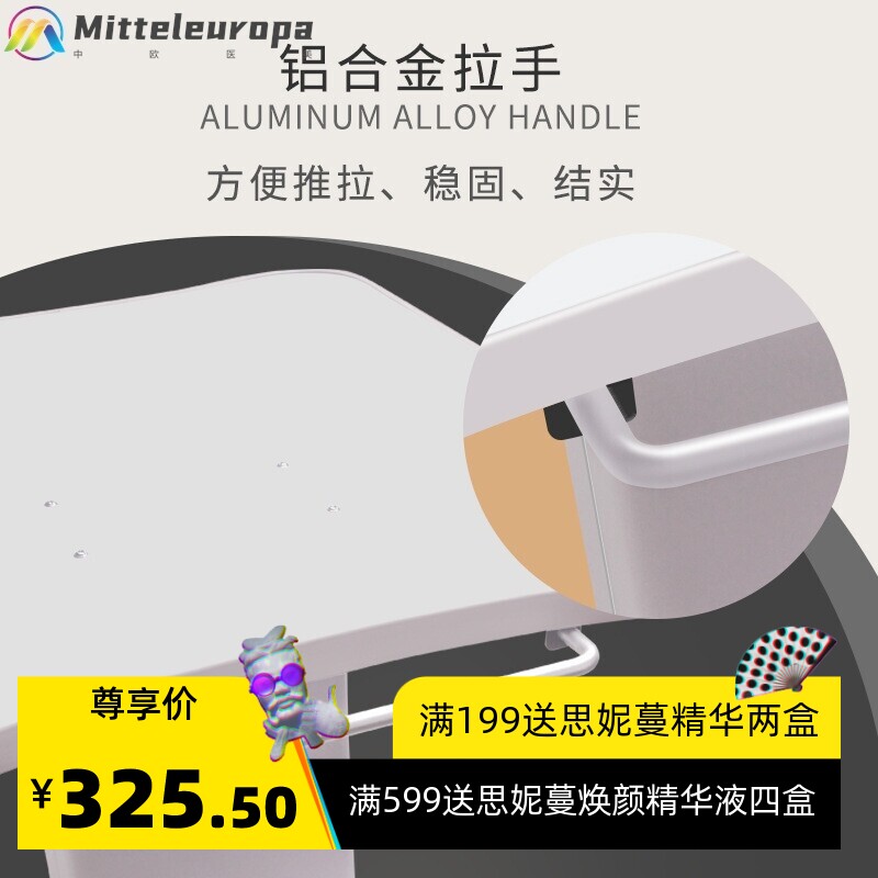 实木面板不锈钢稳固美容院美容仪器推车置物架小气泡带挂篮大推车