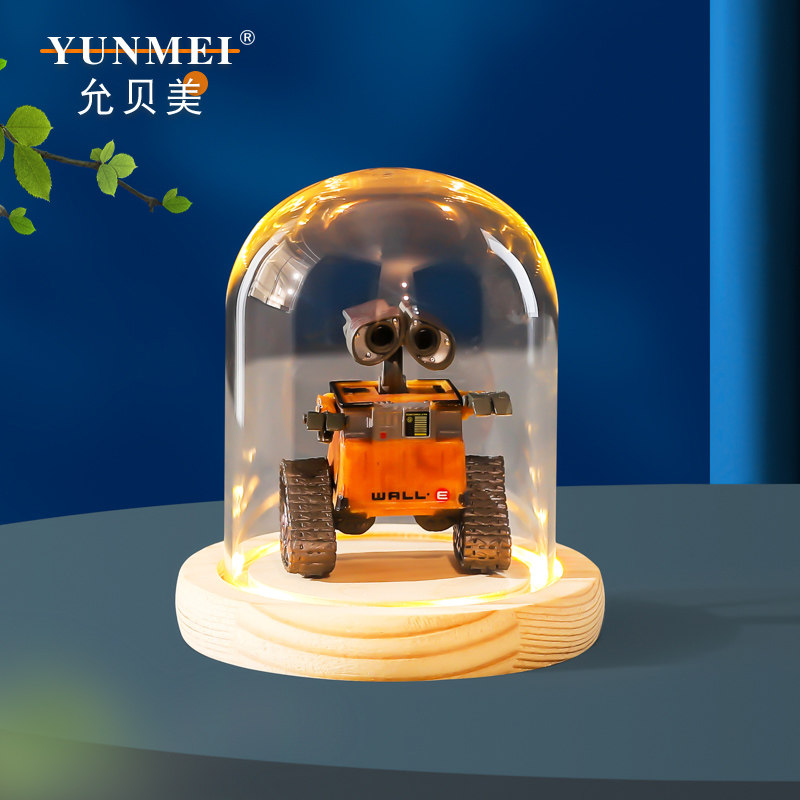 机器人总动员瓦力伊娃情侣礼物玩具摆件透明玻璃罩手办防尘展示盒