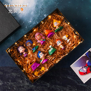 泡泡龙孔雀鱼玩具盲盒可爱女孩公仔玩偶手办模型生日蛋糕装饰摆件