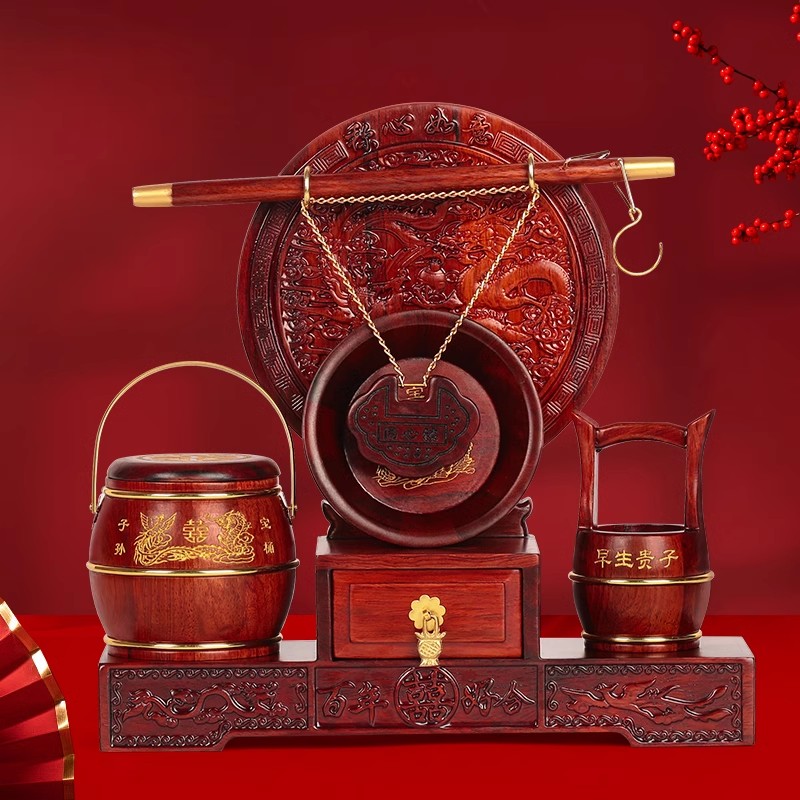 结婚用品大全陪嫁套装婚庆女方新娘嫁妆红喜盆备婚子孙桶聚宝盆