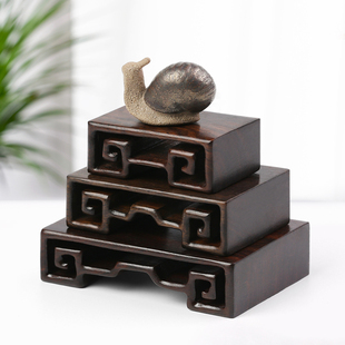 速发红木雕奇黑檀底座摆件实石质刻木石头佛像花瓶木头木制工艺品