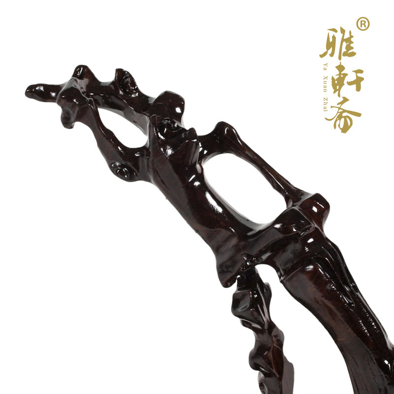 HYAXUANZHAI]검은 CATALPA 나무 조각 장식품 마호가니 공예 보석 랙 루트 조각 교수형 옥 랙 교수형 옥 랙