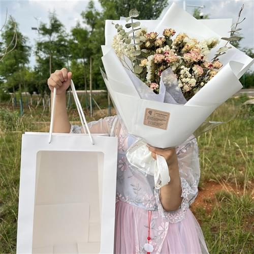 成品玫瑰干花花束真花小清v新送男女朋友毕业情人节花束装饰生日