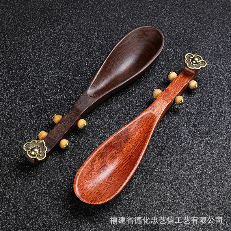 黑檀木琵琶茶勺家用木质勺子茶叶