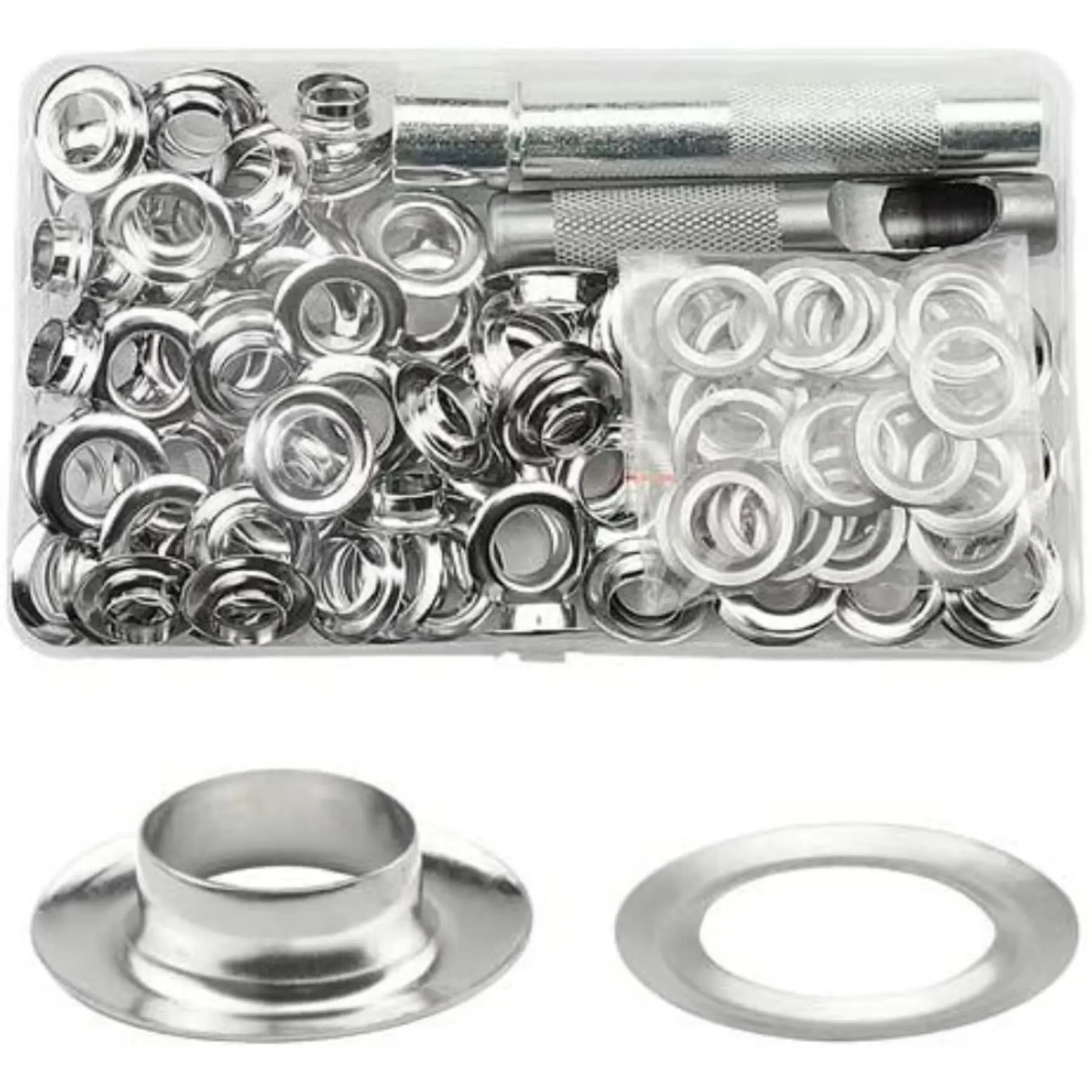 内14mm气眼100套+工具 金属鸡眼扣子盒装 篷布游艇扣服装辅料铜