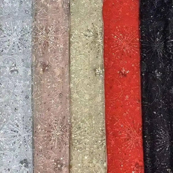 直销洛丽塔珠片亮片网纱刺绣布料