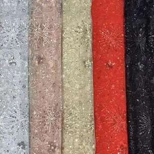 直销 洛丽塔珠片亮片网纱刺绣布料 少儿蕾丝面料 星月点珠绣花边