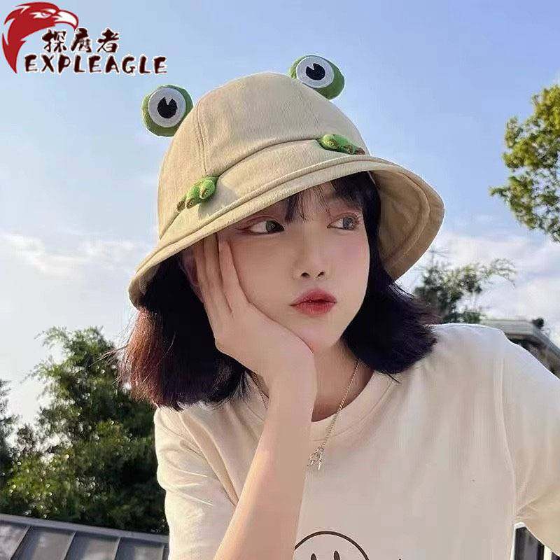 小青蛙渔夫帽女夏季遮阳防晒帽子