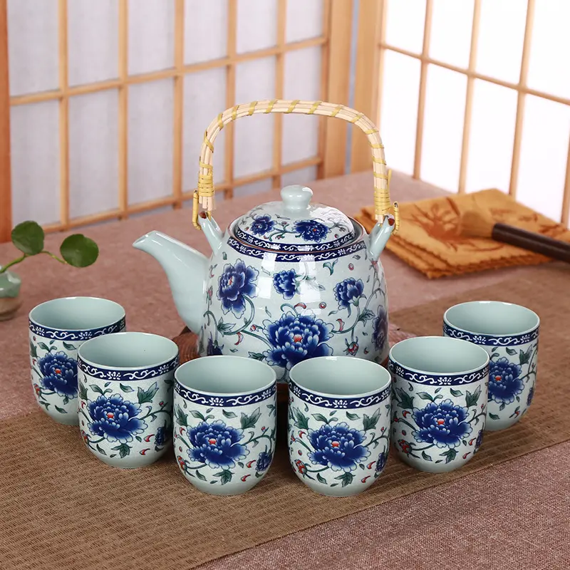 青花陶瓷茶具礼品套装功夫茶壶