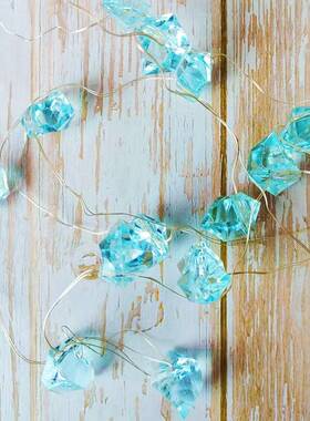 直供创意LED不规则粉色蓝色水晶石灯串圣诞节婚礼节庆装饰灯≤36