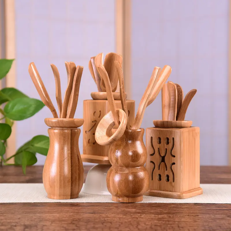 碳化竹制茶道六君子组合套装异形