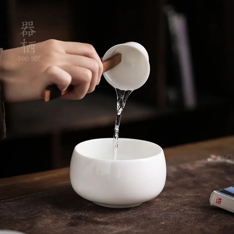 羊脂玉白瓷小茶洗陶瓷单杯洗小号