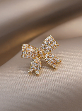 韩国新款闪钻蝴蝶结防走光扣胸针百搭别针简约固定衣服西装领针扣