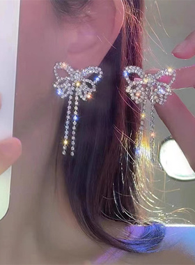 s925银针超仙气质蝴蝶耳钉长款流苏耳环女ins高级小众感耳饰批发