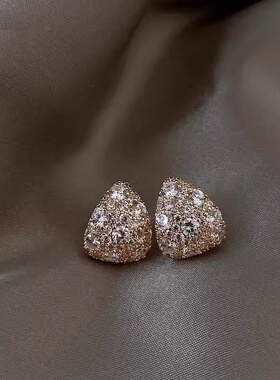 s925银针锆石耳钉女简约