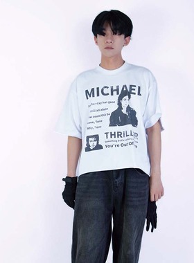 FunkyChoice×UNSON纪念Michael逝世15周年短袖T恤短宽版型小领口