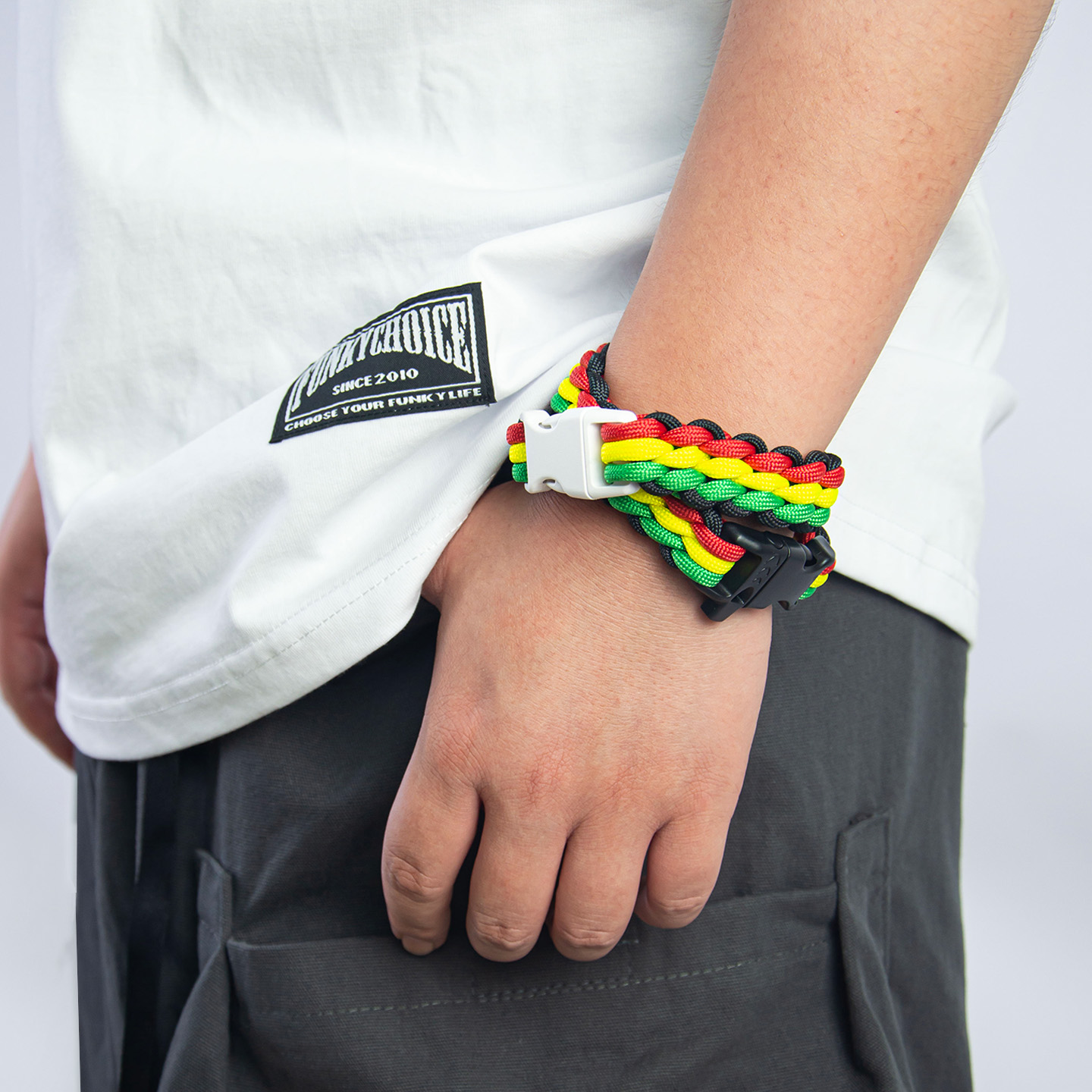 街舞嘻哈三色纯手工编织手带