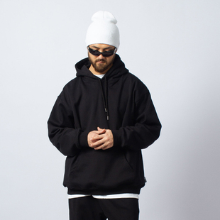 FunkyChoice秋冬宽松嘻哈加绒卫衣卫裤套装男纯色帽衫hoodie连帽