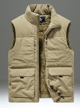 马甲男款2025新款保暖坎肩男冬季加绒加厚大码立领工装马夹外套潮