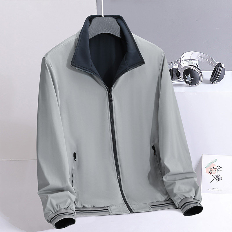 2025新款外套男春秋季简约百搭立领双面穿夹克商务休闲男装上衣潮