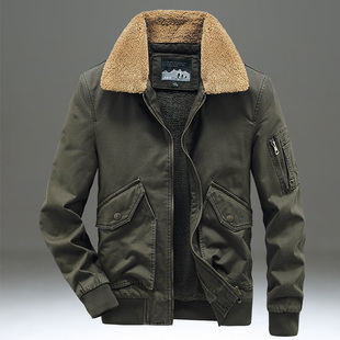 棉衣男潮牌冬季外套男加厚加绒翻领棉袄工装宽松多口袋羊羔绒棉服