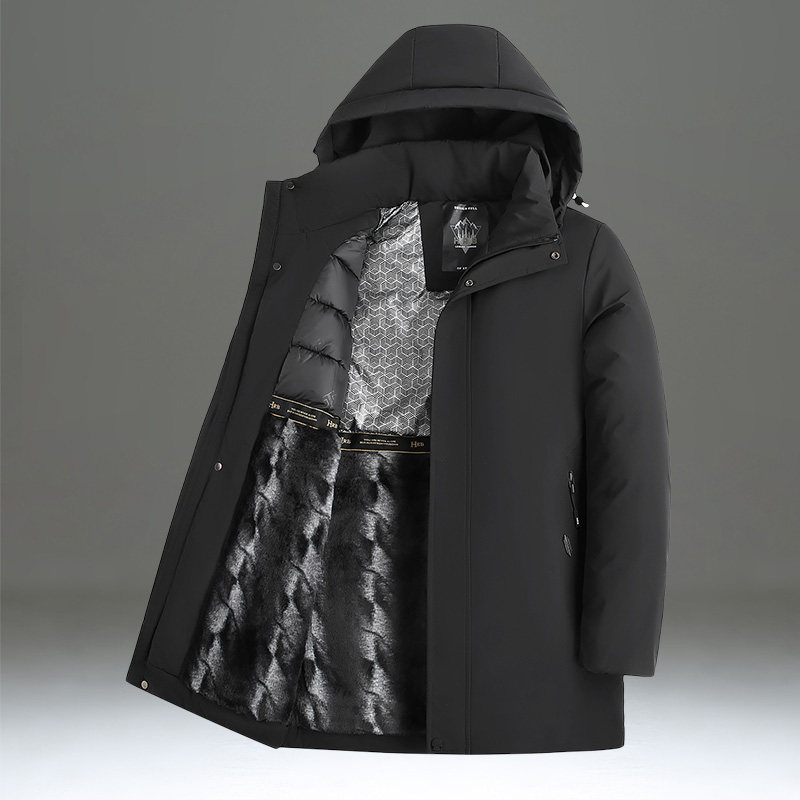 棉衣外套男冬季加绒加厚保暖男士棉服宽松大码纯色休闲中长款棉袄