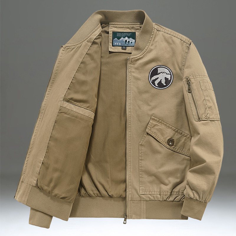 纯棉夹克男休闲短款大码宽松多袋工装外套男春秋款潮流美式棒球服